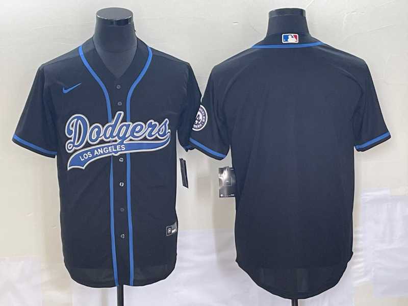 Men%27s Los Angeles Dodgers Black Blank With Patch Cool Base Stitched Baseball Jersey->los angeles dodgers->MLB Jersey